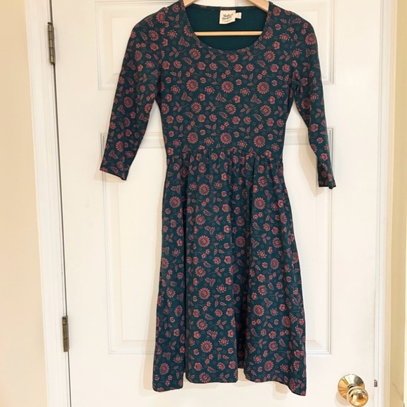 MATA TRADERS Floral Print Dress with 3/4 Length Sleeves - Picture 3 of 9